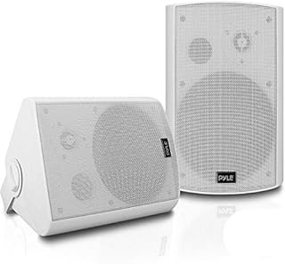 Outdoor Wall-Mount Patio Stereo Speaker - Waterproof Bluetooth Wireless & No Amplifier Needed - Portable Electric Theater Sound Surround System for Home Party Cabinet Enclosure- Pyle PDWR61BTWT White