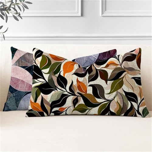 Funda Cojin 40x60, Juego de 2 Cojines Exterior Planta Fundas Cojines Rectangulares Mármol Funda Almohada Impermeable, Cogines Sofá con Cremallera Invisible para Sala de Estar Jardín Decorativos J2-11