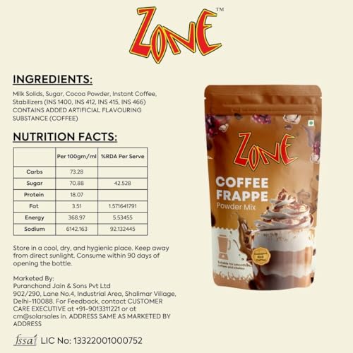 Image of Zone Coffee Frappe Powder | Premium Cafe-Style Coffee Base for Frappes, Cold Coffees, Iced Coffees, Milkshakes & Desserts | Smooth & Creamy Instant Mix | 1kg Pack - More Servings, Perfect For Cafe Restaurants & Professional Use