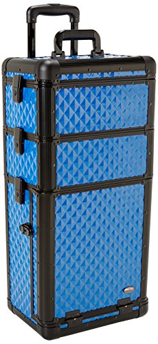 Seya 4 Wheel Spinner Rolling Makeup Case with 5 Trays (Black Gator)