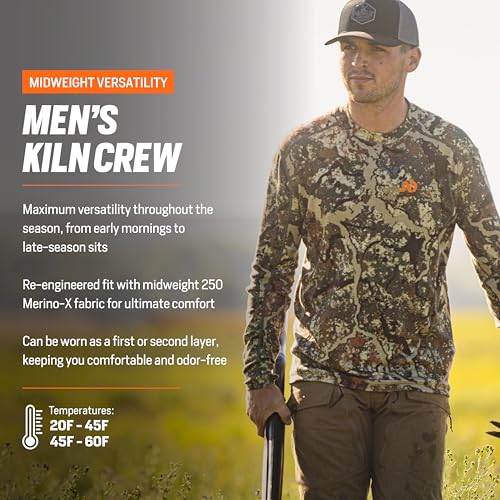 First Lite Men’s Kiln Long Sleeve Crew Shirt - Merino Wool Midweight Camo Hunting Base Layer, Wool Long Johns, Midweight3