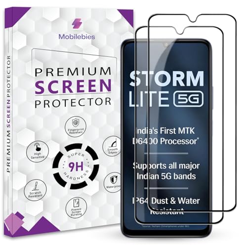 Image of Premium Tempered Glass Screen Protector Guard For Lava Storm Lite 5G (6.75 Inch, Pack of 2) | Edge to Edge Coverage With Easy to installation kit