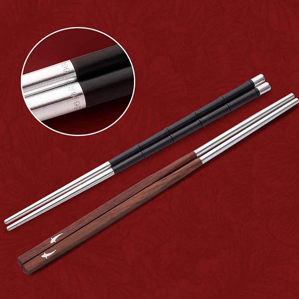 FAMMIX Lot de 2 paires de baguettes de luxe réutilisables en bois naturel, passent au lave-vaisselle, japonais, chinois, coréens, antidérapants, pour sushi, riz, nouilles