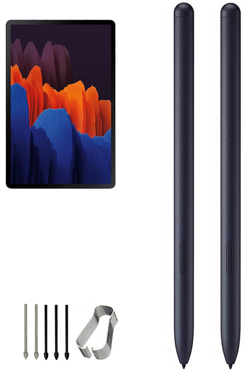 2 Pcs Galaxy Tab S7 Stylus Pen Replacement for Samsung Galaxy Tab S7, Tab S7+, Tab S7 FE All Version Without Bluetooth Stylus S Pen + Tips/Nibs (Black