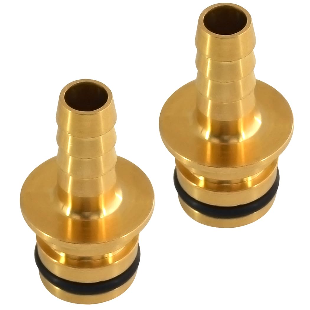 UPTTHOW 2Pcs Brass 346-5168836 3/8” Hose Barb Straight Quad Port Fittings for Water System Pump, 12V Pump Port Fitting Compatible with Fimco Sprayers