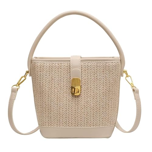 Women's straw crossbody bag, handcrafted woven rattan tote bag, straw