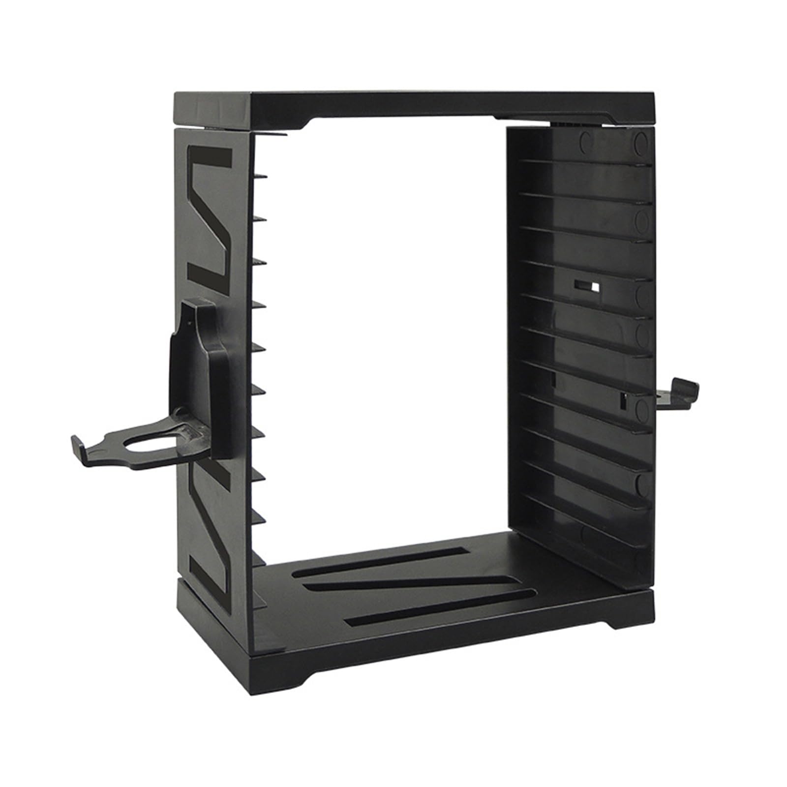 Torre de Almacenamiento de Videojuegos, Doble Capa Estante de Disco para Videojuegos de 24 Rejillas, con 4 Soportes para Controladores para Controladores para PS5, PS4