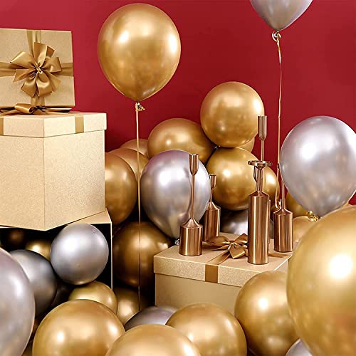 Flyloons 25 pcs Gold Silver Chrome Balloons for Birthday decoration celebration Anniversary baby shower Girls Boys Men Women - Image 2