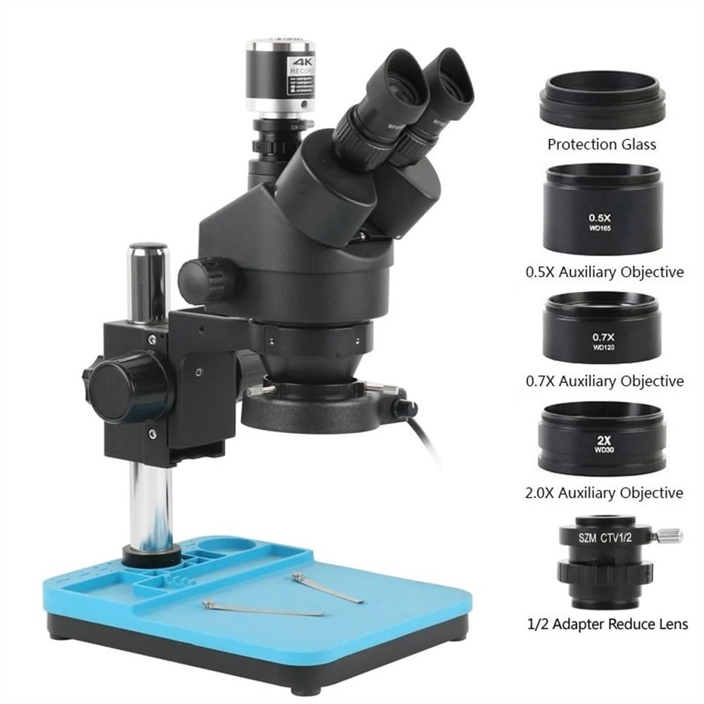 Microscope 3.5X-90X Continuous Zoom Simul Focal Stereo Trinocular Microscope 48MP Camera Set Industrial Video Camera Barlow Lens