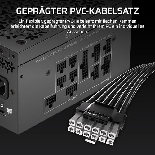 CORSAIR RM850x Shift (2025) Fully Modular ATX Power Supply - Modular Side Interface, 12V 2x6 Cable, ATX 3.1 and PCIe 5.1, Fan Speed, 105°C Capacitors, Cybenetics Gold - Black