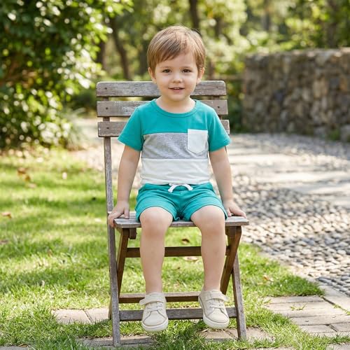 Image of Toddler Boy Clothes Baby Summer Outfit Patchwork Tee Shorts 12M-4T