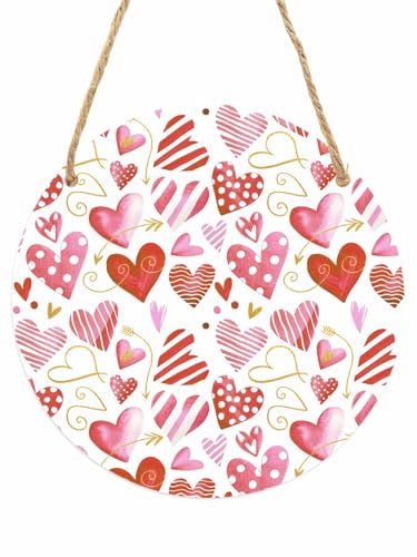 Valentine's Day Round Front Door Welcome Sign, 5.9 Inch Wall