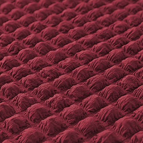 rismart Rectangle Polyester Elastic Coffee Table Cloth Cover Skirt Stain Resistant Tablecloths with Lace Edge Burgundy,S - Image 3