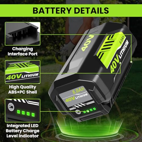 Image of 8.0Ah 40 Volt Replacement for Ryobi 40V Battery(Multi-1PACK) | Compatible with Ryobi 40 Volt Battery Leaf Blower, Leaf Vacuum, Weed Wacker, Blower, Cordless Snow Shovel, Snow Blower