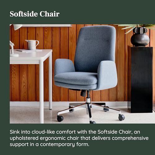 Image of Branch Softside Mid Century Modern Office Chair | Removable Arms and High Back Design with Luxury Cloud-Like Comfort, Adjustable Height, Integrated Lumbar Support, Skylight