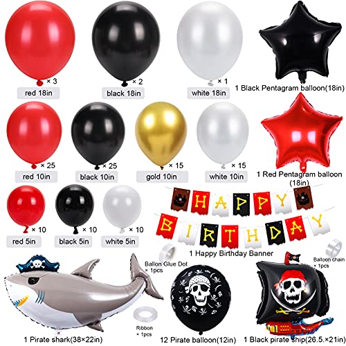 136Pcs Décorations de Fête D'anniversaire Pirate Ballons Guirlande Anniversaire Bannière Star Voilier Foil pour Garçons… - Image 4