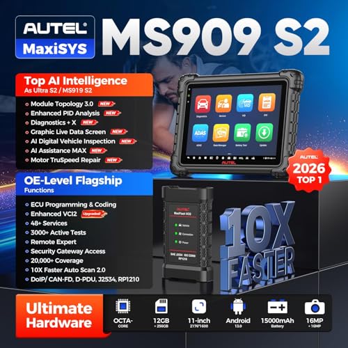 Autel MaxiSYS MS909 S2 AI Scanner, 2026 MS909S2 Top Intelligent Same as Ultra S2 MS919S2, Topology 3.0 PID Analysis & DVI, J2534 Programming, V2.0 of MSUltra MS919 MS909, Motor TruSpeed, 48+ Service - Image 3