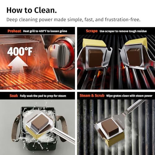 Image of East Oak Grill Brush Bristle Free,BBQ Replaceable Cleaning Head, Unique Seamless-Fit Scraper Tool
