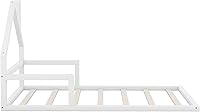 Vista 5 de Harper & Bright Designs Cama de suelo de tamaño individual con cabecera en forma de casa, marco Montessori, cama de plataforma para niños, Blanco