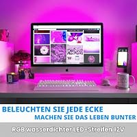 Arote 12V LED Strip RGB 300 LEDs 5M 5050SMD Streifen Lichtband Band Lichterkette Leiste Innen Aussen Deko, RGB, 60leds/M, IP65 wasserdicht – Ansicht 3
