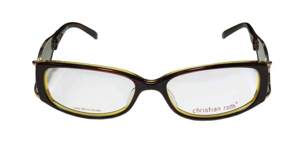 Christian Roth 14049 Womens/Ladies Prescription Ready Newest Collection Designer Full-rim Eyeglasses/Eyeglass Frame (53-15-125, Brown / Shiny Gold)