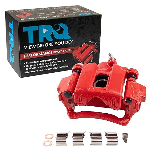Image of TRQ Rear Right Brake Caliper w /Bracket Performance Red Passenger Side | For 2012-2018 Toyota RAV4