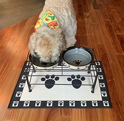 PetRageous-81031-Tobys-Set-the-Table-Steel-Frame-Elevated-Pet-Feeding-Tray-7-Inch-Tall-Dog-Dining-Black