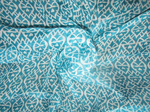 Organza leheriya bleu 111cm tissu imprimé traditionnel [11136]