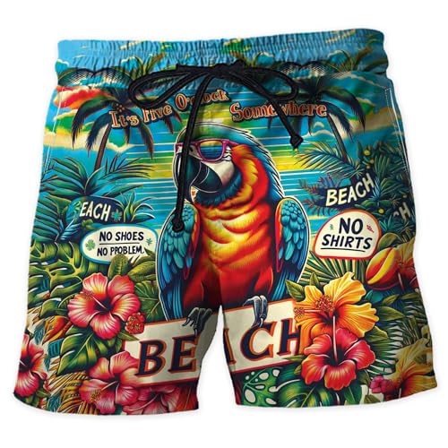 Parrot Lovers Men's Swim Trunks - Summer Hawaiian Shorts for Men, Men's Summer Bathing Shorts Set 28