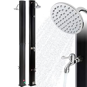 Arebos zonnedouche 35 l | 217 cm | regelbare watertemperatuur tot 60 graden | met voetdouche en draaibare douchekop.