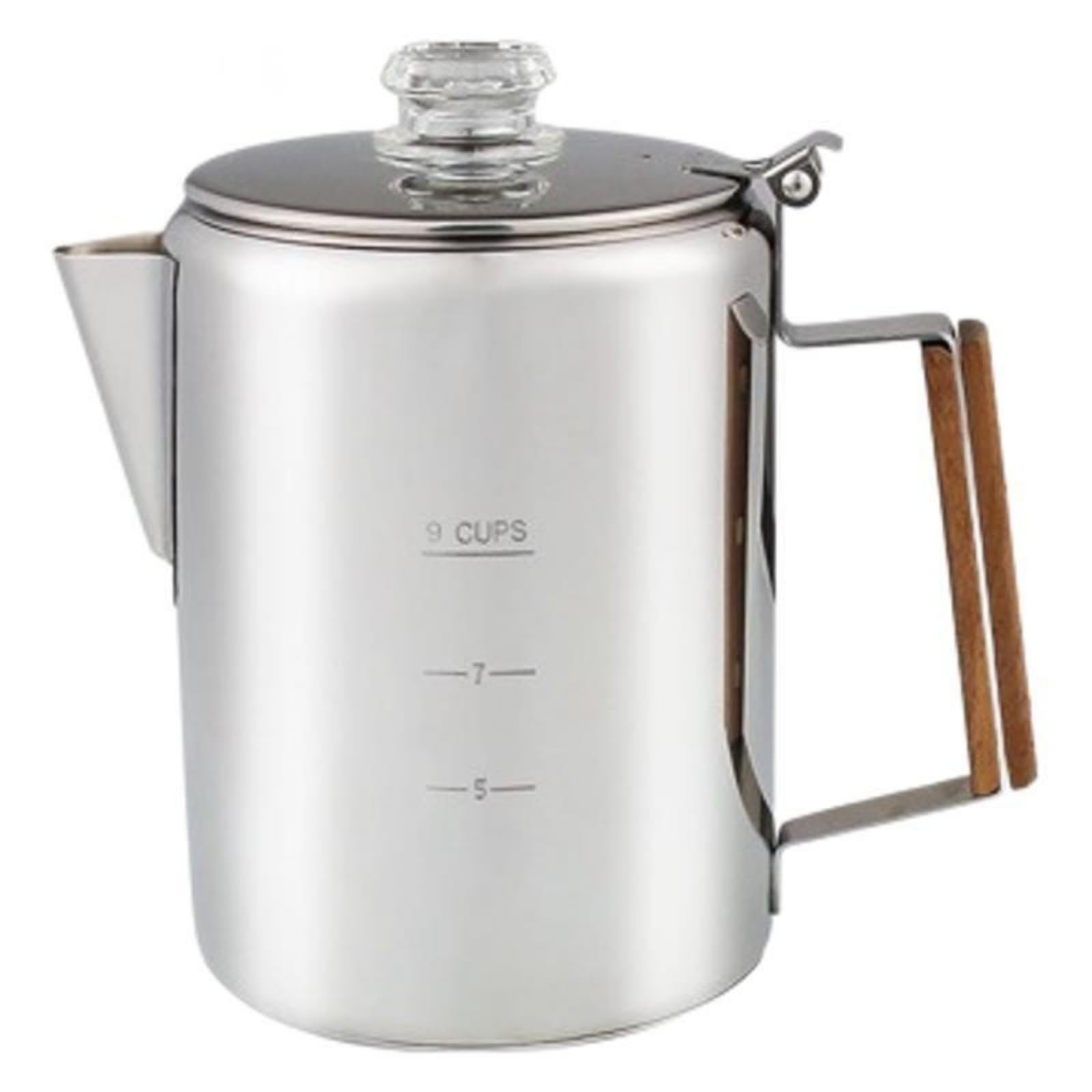 Kaffeekanne mit griff skaliert Kaffeekanne mit Sichtfenster aus hitzebeständig Kaffeezubehör für Outdoor-Begeisterte, Silber, 9 Tassen