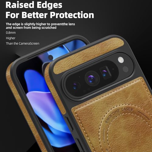 Image of Lunivop for Google Pixel 9 Pro XL Case Leather [Compatible with Magsafe Wireless Charging] Magnetic Cover Stand Funda para Google Pixel 9 Pro XL 6.8 '' 5G 2025 Rugged Best Phone Cases Brown