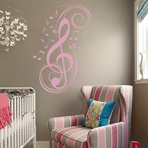 Music Notes Wall Decal Vinyl Music Wall Decal Music Note Wall Sticker Wall Mural Wall Graphic Room Art Decoration Soft Pink