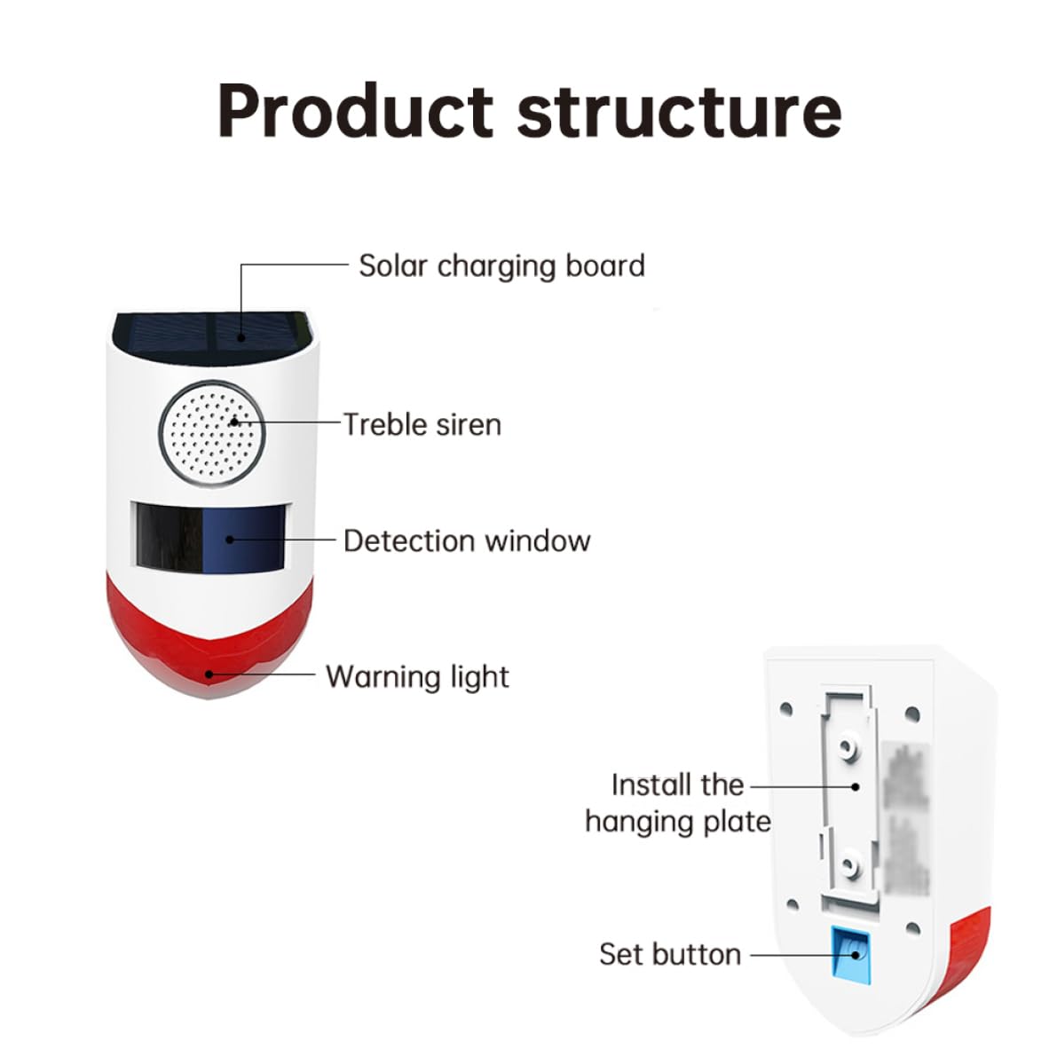 Alarma del Sensor de Movimiento Solar Detector Anti-pé Que está al Aire Libre con un Control Remoto Ruidoso
