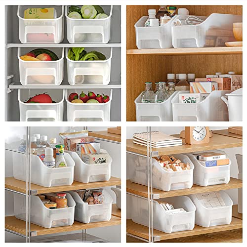 Molioon 収納ボックス 4個セット 大容量冷蔵庫トレー 冷蔵庫収納ケース カゴ キッチン 収納 ストッカー パントリー 化粧品/缶詰/調味料収納 小物収納 透明 卓上収納 ハンドル付き 組み合わせ 洗面所 浴室用
