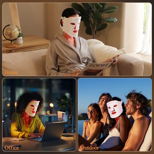 Image of MEGELIN 7 Colors Led Light Therapy Facial Mask, Face Light Therapy Mask for Face, Reduce Wrinkles Smooth Skin, Infrared Light Skin Rejuvenation(White)