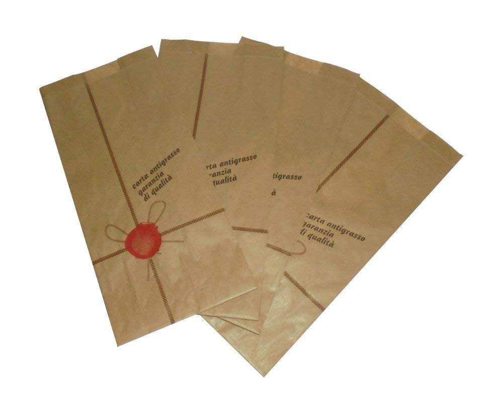 PZ 200 BUSTA IN CARTA CM 14 X 30 SACCHETTO IN CARTA ANTI GRASSO PER PANE PIZZETTE E DOLCI PAPER BAG