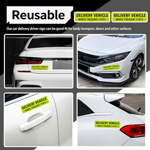 Image of 2PCS Reflective Delivery Driver Magnet for Car,Eye-catching Frequent Stops Car Magnet as Delivery Driver Accessories,Waterproof Deliveries Magnetic Cars Sign Cars Accessories