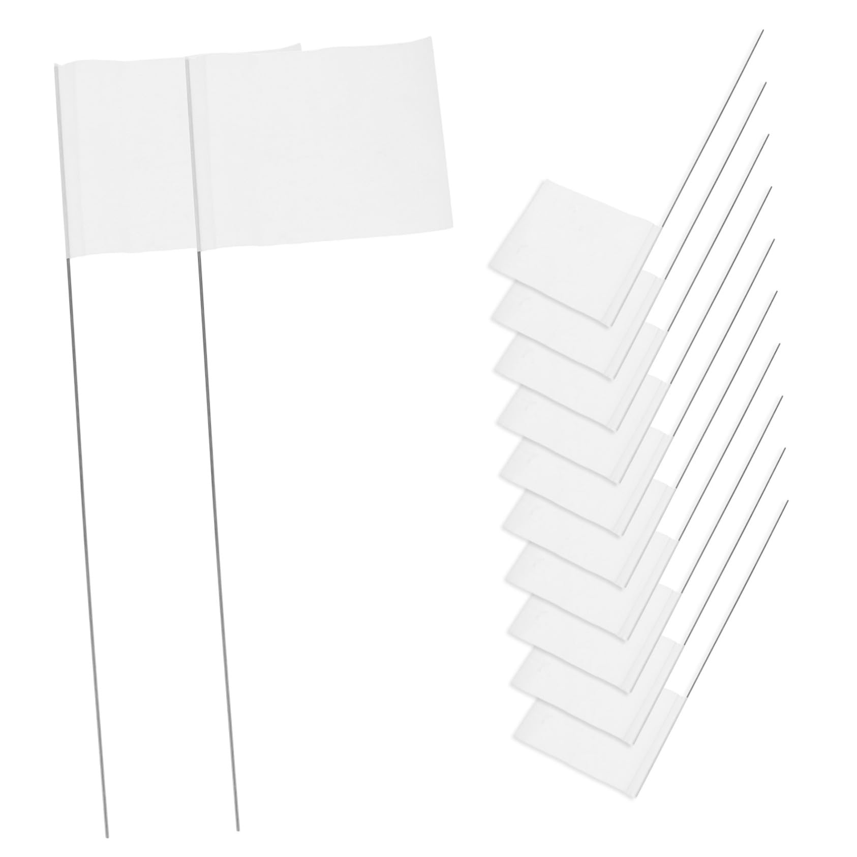 Drapeaux de marquage pour tuyau arrosage enterré et piquet de repérage gazon blanc en pvc et acier