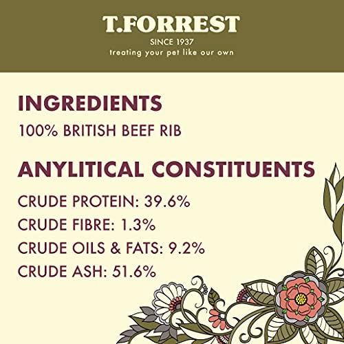 British Mini Roasted Beef Rib Bones x50 For Dogs, 100% Natural Treats, Long Lasting Grain Free Chew