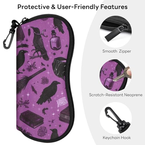 Image of Sunglasses Case with Belt Clip, Ultra Light Neoprene Zipper Soft Padded Glasses Case for Women Men