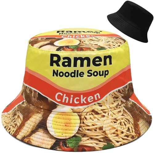 Malaxlx Ramen Bucket Hat Beach Sun Hat for Women Men Teens Outdoor Travel Reversible Fishing Hat