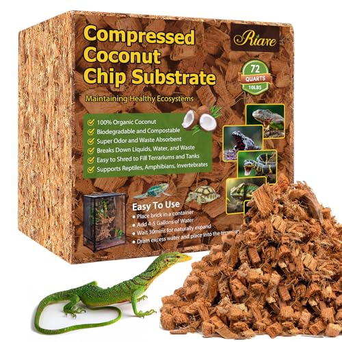 Riare 10LB Coconut Chip Substrate for Reptiles, 72 Quart Coconut Fiber Substrate Coco Chips...