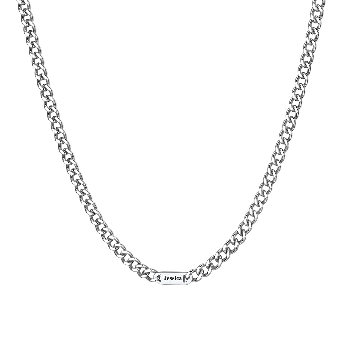 Custom4U Personalized Name Chain Stainless Steel Cuban Link Chain for Men