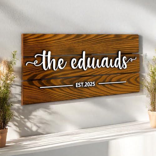 DGJSSK Letreros de madera personalizados para decoración de casa de campo, placa personalizada para puerta, letrero de madera colgante personalizado nombre, letreros de jardín (marrón)