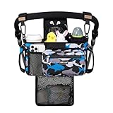 TOPDesign ユニバーサルベビーカーオーガナイザー ベビーカーキャディ 取り外し可能なメッシュバッグ&高め断熱カップホルダー&滑り止め安全フックアクセサリー付き ほとんどのベビーカー(サメ)に適合
