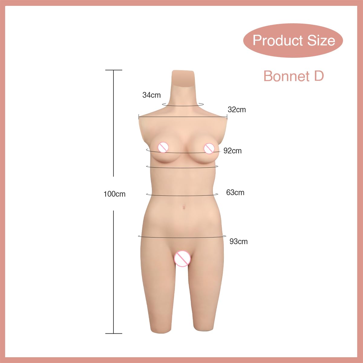 Peikey Faux Sein Silicone Body Gainant Réaliste [Recouvrement Partiel] Combinaison Intégrée avec Pantacourt en Silicone pour Travesti Cosplay, Remplissage en Silicone Liquide