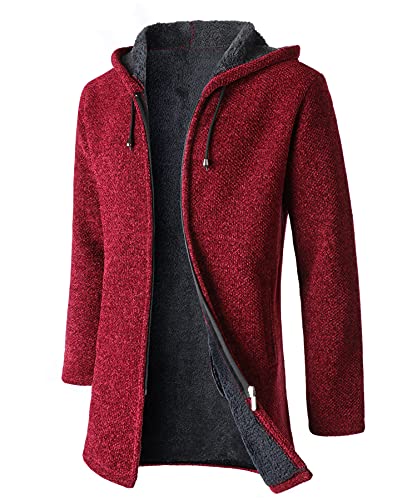 Yukirtiq Cardigan Long à Capuche pour Homme Gilet Manches Longues Sweat Capuche Manteau Hommes Automne Vestes Fermeture Eclair Chandail Cardigans Cover
