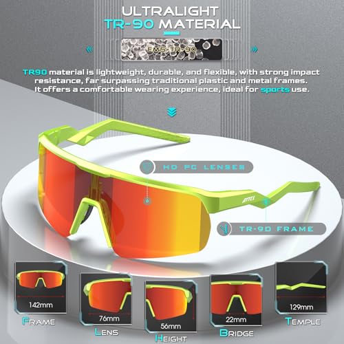 Image of ATTCL Sports Sunglasses for Men Women: UV400 Protection Running Sunglasses Wrap Around Glasses for Cycling Baseball Fishing