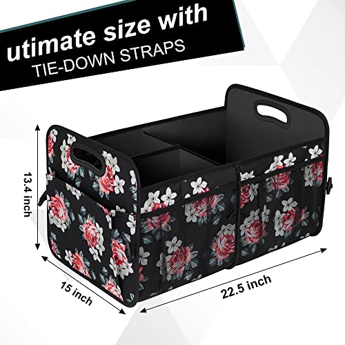 Image of Femuar Car Trunk Organizer,Car Storage Organizer with 72L Large Capacity Waterproof Collapsible and 11 Pockets,Trunk Organizer for Car Suv /Jeep /Sedan, Large Size, Flower